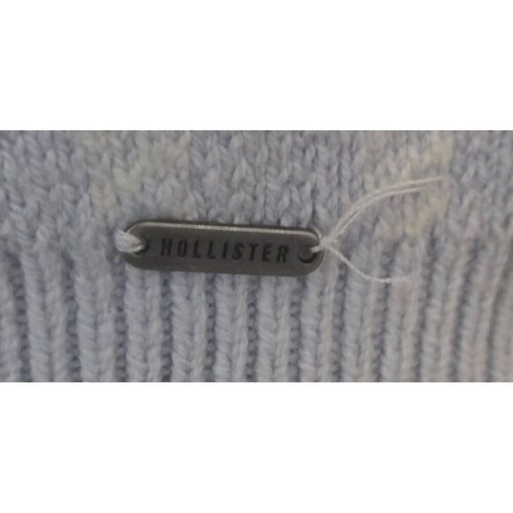 Hollister Womens XS Knit Cropped Plaid Tank Top Light Blue & White fairycore - Picture 3 of 9